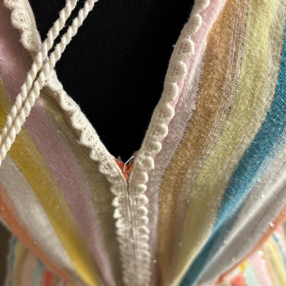 Rainbow Stripe & Metallic Silver Lurex Sleeveless Dress - Picture 10 of 10